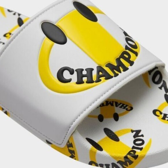 NWT CHAMPION LIMITED EDITION IPO SMILE SMILEY FACE SLIDES SLIDE SANDALS MENS